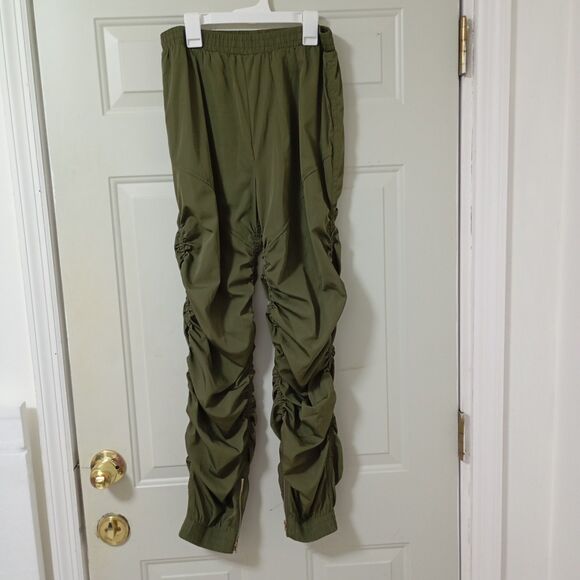 K Too Pants - K TOO Parachute Jogger Pants Womens L Green Ruche Grunge Festival Streetwear